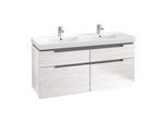 Villeroy & Boch Subway 2.0 Waschtischunterschrank A91710E8, 128,7x59x44,9cm, White Wood, Griff chrom