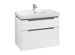 Villeroy & Boch Subway 2.0 Waschtisch-Unterschrank A91400DH 78,7x59x44,9cm, 2 Auszüge, Griff silbermatt, glossy white