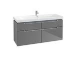 Villeroy&Boch Subway 2.0 XL Waschtischunterschrank A91600FP,128,7x59x44,9cm,Glossy Grey,Griff silber
