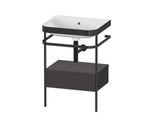 Duravit Happy D.2 Plus Möbelwaschtisch-Kombination HP4740N8080 57,5 x 49 cm, ohne Hahnloch, graphit supermatt, mit Metallkonsole