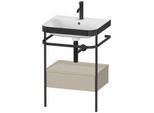 Duravit Happy D.2 Plus Möbelwaschtisch-Kombination HP4740O6060 57,5 x 49 cm, 1 Hahnloch, taupe seidenmatt, mit Metallkonsole