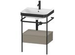 Duravit Happy D.2 Plus Möbelwaschtisch-Kombination HP4740O9292 57,5 x 49 cm, 1 Hahnloch, steingrau seidenmatt, mit Metallkonsole
