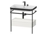 Duravit Happy D.2 Plus Möbelwaschtisch-Kombination HP4742E3939 77,5 x 49 cm, 2 Hahnlöcher, nordic weiß seidenmatt, mit Metallkonsole