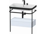 Duravit Happy D.2 Plus Möbelwaschtisch-Kombination HP4742E9797 77,5 x 49 cm, 2 Hahnlöcher, lichtblau seidenmatt, mit Metallkonsole