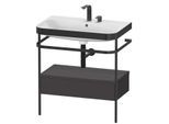 Duravit Happy D.2 Plus Möbelwaschtisch-Kombination HP4742E8080 77,5 x 49 cm, 2 Hahnlöcher, graphit supermatt, mit Metallkonsole