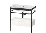 Duravit Happy D.2 Plus Möbelwaschtisch-Kombination HP4742N2222 77,5 x 49 cm, ohne Hahnloch, weiß hochglanz, mit Metallkonsole