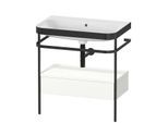 Duravit Happy D.2 Plus Möbelwaschtisch-Kombination HP4742N3636 77,5 x 49 cm, ohne Hahnloch, weiß seidenmatt, mit Metallkonsole