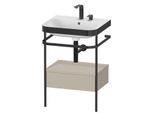 Duravit Happy D.2 Plus Möbelwaschtisch-Kombination HP4740E6060 57,5 x 49 cm, 2 Hahnlöcher, taupe seidenmatt, mit Metallkonsole