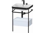 Duravit Happy D.2 Plus Möbelwaschtisch-Kombination HP4740E9797 57,5 x 49 cm, 2 Hahnlöcher, lichtblau seidenmatt, mit Metallkonsole