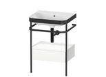 Duravit Happy D.2 Plus Möbelwaschtisch-Kombination HP4740N3636 57,5 x 49 cm, ohne Hahnloch, weiß seidenmatt, mit Metallkonsole