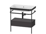 Duravit Happy D.2 Plus Möbelwaschtisch-Kombination HP4742N8080 77,5 x 49 cm, ohne Hahnloch, graphit supermatt, mit Metallkonsole