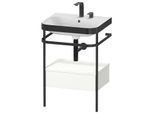 Duravit Happy D.2 Plus Möbelwaschtisch-Kombination HP4740E3636 57,5 x 49 cm, 2 Hahnlöcher, weiß seidenmatt, mit Metallkonsole