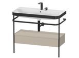 Duravit Happy D.2 Plus Möbelwaschtisch-Kombination HP4743E6060 97,5 x 49 cm, 2 Hahnlöcher, taupe seidenmatt, mit Metallkonsole