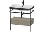 Duravit Happy D.2 Plus Möbelwaschtisch-Kombination HP4742O9292 77,5 x 49 cm, 1 Hahnloch, steingrau seidenmatt, mit Metallkonsole