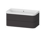 Duravit Happy D.2 Plus Möbelwaschtisch HP4348N8080 97,5 x 49 cm, ohne Hahnloch, graphit supermatt, 2 Schubkästen