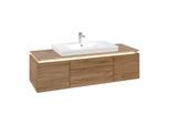 Villeroy und Boch Legato Waschtischunterschrank B698L0RH 140x38x50cm, Waschtisch mittig, mit LED-Beleuchtung, Kansas Oak