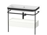 Duravit Happy D.2 Plus Möbelwaschtisch-Kombination HP4743N3636 97,5 x 49 cm, ohne Hahnloch, weiß seidenmatt, mit Metallkonsole