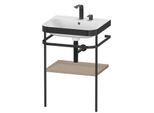 Duravit Happy D.2 Plus Möbelwaschtisch-Kombination HP4735E7575 57,5 x 49 cm, 2 Hahnlöcher, leinen, mit Metallkonsole