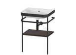 Duravit Happy D.2 Plus Möbelwaschtisch-Kombination HP4735N6969 57,5 x 49 cm, ohne Hahnloch, nussbaum gebürstet, mit Metallkonsole