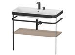 Duravit Happy D.2 Plus Möbelwaschtisch-Kombination HP4738E7575 97,5 x 49 cm, 2 Hahnlöcher, leinen, mit Metallkonsole