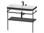 Duravit Happy D.2 Plus Möbelwaschtisch-Kombination HP4738E8080 97,5 x 49 cm, 2 Hahnlöcher, graphit supermatt, mit Metallkonsole