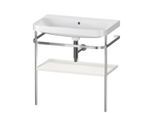 Duravit Happy D.2 Plus Möbelwaschtisch-Kombination HP4837N3939 77,5 x 49 cm, ohne Hahnloch, nordic weiß seidenmatt, mit Metallkonsole