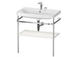 Duravit Happy D.2 Plus Möbelwaschtisch-Kombination HP4837E3939 77,5 x 49 cm, 2 Hahnlöcher, nordic weiß seidenmatt, mit Metallkonsole