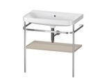 Duravit Happy D.2 Plus Möbelwaschtisch-Kombination HP4837N6060 77,5 x 49 cm, ohne Hahnloch, taupe seidenmatt, mit Metallkonsole