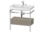 Duravit Happy D.2 Plus Möbelwaschtisch-Kombination HP4842E9292 77,5 x 49 cm, 2 Hahnlöcher, steingrau seidenmatt, mit Metallkonsole