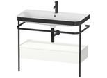 Duravit Happy D.2 Plus Möbelwaschtisch-Kombination HP4743O3636 97,5 x 49 cm, 1 Hahnloch, weiß seidenmatt, mit Metallkonsole