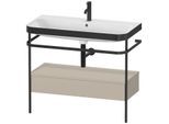 Duravit Happy D.2 Plus Möbelwaschtisch-Kombination HP4743O6060 97,5 x 49 cm, 1 Hahnloch, taupe seidenmatt, mit Metallkonsole