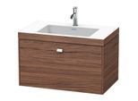Duravit Brioso c-bonded Waschtisch mit Unterbau BR4601O1021 80x48, Nussbaum Dunkel/Chrom, 1 Hahnl.