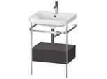 Duravit Happy D.2 Plus Möbelwaschtisch-Kombination HP4840O8080 57,5 x 49 cm, 1 Hahnloch, graphit supermatt, mit Metallkonsole