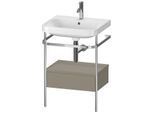 Duravit Happy D.2 Plus Möbelwaschtisch-Kombination HP4840O9292 57,5 x 49 cm, 1 Hahnloch, steingrau seidenmatt, mit Metallkonsole