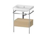Duravit Happy D.2 Plus Möbelwaschtisch-Kombination HP4840N7171 57,5 x 49 cm, ohne Hahnloch, mediterrane Eiche, mit Metallkonsole