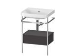 Duravit Happy D.2 Plus Möbelwaschtisch-Kombination HP4840N8080 57,5 x 49 cm, ohne Hahnloch, graphit supermatt, mit Metallkonsole