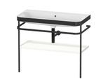 Duravit Happy D.2 Plus Möbelwaschtisch-Kombination HP4738N3636 97,5 x 49 cm, ohne Hahnloch, weiß seidenmatt, mit Metallkonsole