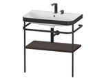 Duravit Happy D.2 Plus Möbelwaschtisch-Kombination HP4737E6969 77,5 x 49 cm, 2 Hahnlöcher, nussbaum gebürstet, mit Metallkonsole