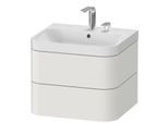Duravit Happy D.2 Plus Möbelwaschtisch HP4345E3939 57,5 x 49 cm, 2 Hahnlöcher, nordic weiß seidenmatt, 2 Schubkästen