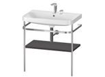 Duravit Happy D.2 Plus Möbelwaschtisch-Kombination HP4837E8080 77,5 x 49 cm, 2 Hahnlöcher, graphit supermatt, mit Metallkonsole