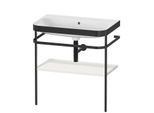 Duravit Happy D.2 Plus Möbelwaschtisch-Kombination HP4737N3939 77,5 x 49 cm, ohne Hahnloch, nordic weiß seidenmatt, mit Metallkonsole
