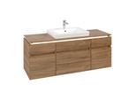 Villeroy und Boch Legato Waschtischunterschrank B685L0RH 140x55x50cm, Waschtisch mittig, mit LED-Beleuchtung, Kansas Oak