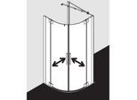 Kermi Pasa XP Viertelkreis-Pendeltür PXP5509018VAK 90x90x185cm, Radius 52/55cm, silber hochglanz, ESG klar