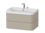 Duravit Happy D.2 Plus Möbelwaschtisch HP4347E6060 77,5 x 49 cm, 2 Hahnlöcher, taupe seidenmatt, 2 Schubkästen