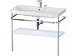 Duravit Happy D.2 Plus Möbelwaschtisch-Kombination HP4838E9797 97,5 x 49 cm, 2 Hahnlöcher, lichtblau seidenmatt, mit Metallkonsole