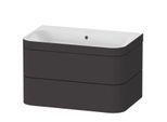 Duravit Happy D.2 Plus Möbelwaschtisch-Unterschrank HP4637N8080 77,5 x 49 cm, ohne Hahnloch, graphit supermatt, 2 Schubkästen