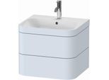 Duravit Happy D.2 Plus Möbelwaschtisch-Unterschrank HP4635O9797 57,5 x 49 cm, 1 Hahnloch, lichtblau seidenmatt, 2 Schubkästen