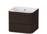 Duravit Happy D.2 Plus Möbelwaschtisch-Unterschrank HP4635N6969 57,5 x 49 cm, ohne Hahnloch, nussbaum gebürstet, 2 Schubkästen