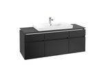 Villeroy & Boch Legato Waschtischunterschrank B699L0PD 140x55x50cm, mit LED-Beleuchtung, Black Matt Lacquer