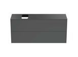 Ideal Standard Conca Waschtisch-Unterschrank T3950Y2 mit Ausschnitt, 2 Auszüge, 120x37x55 cm, rechts/links, Anthrazit matt lackiert